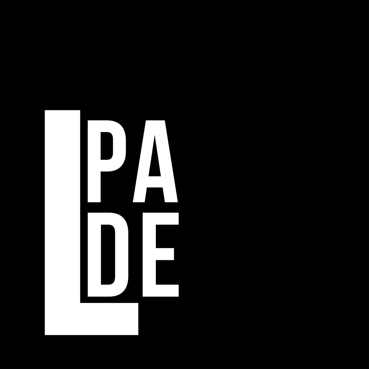 Bold white PADEL lettering on black minimalist padel artwork
