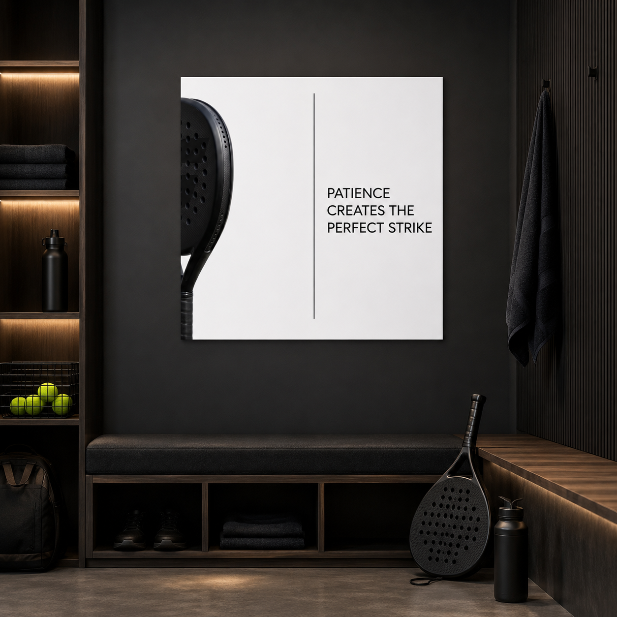 Patience Creates the Perfect Strike – Minimalist Padel Canvas